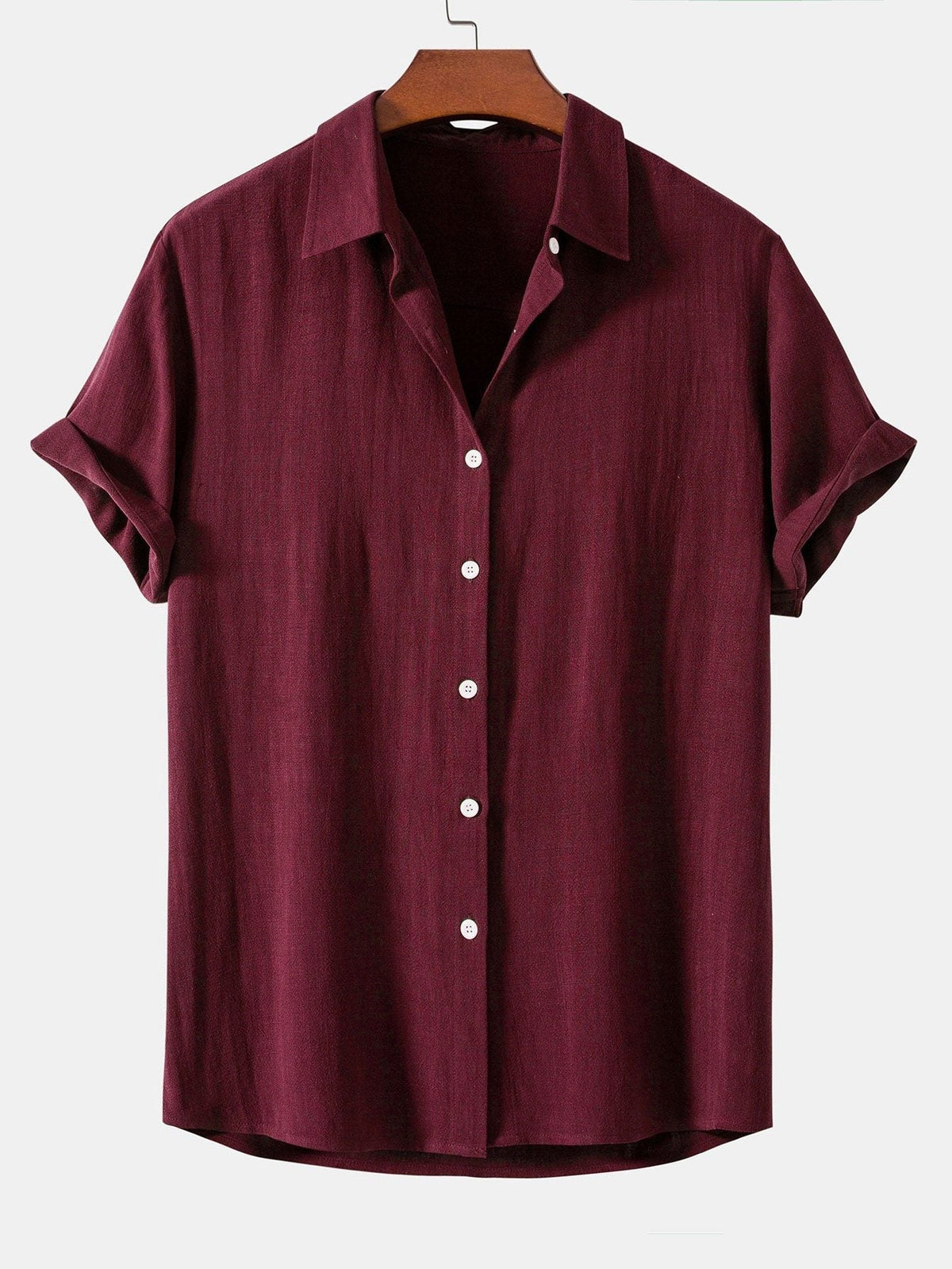 Linen Blend Relaxed Button-Down Shirt for Men