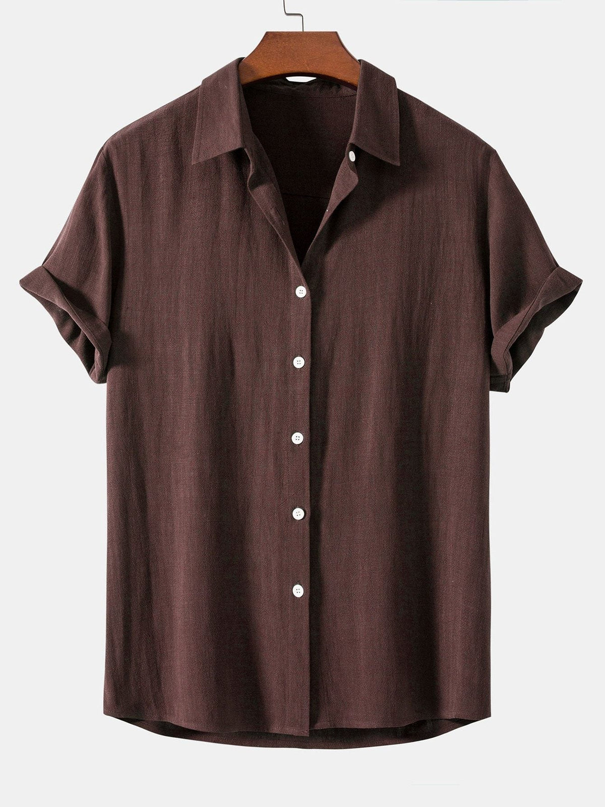 Linen Blend Relaxed Button-Down Shirt for Men