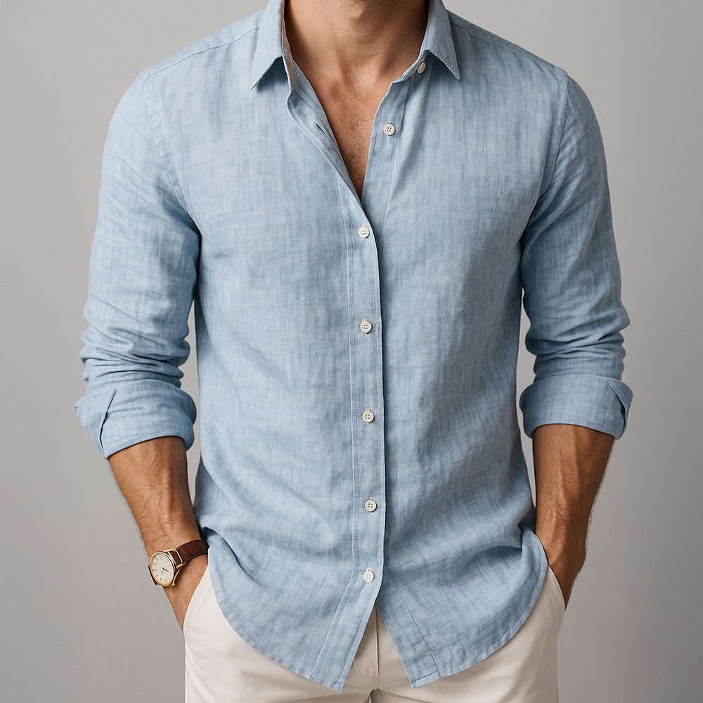 Linen Button-Down Overshirt for Men
