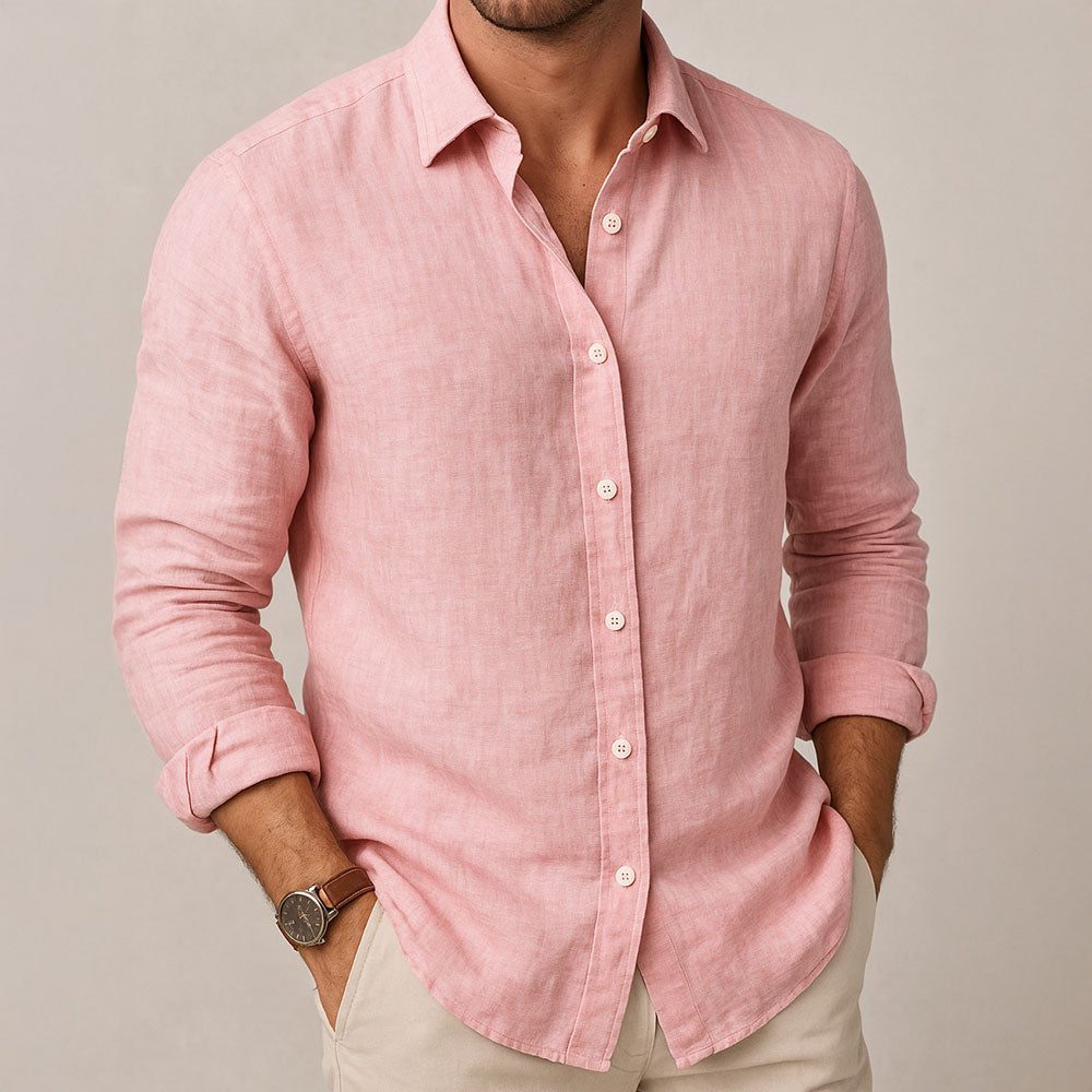 Linen Button-Down Overshirt for Men
