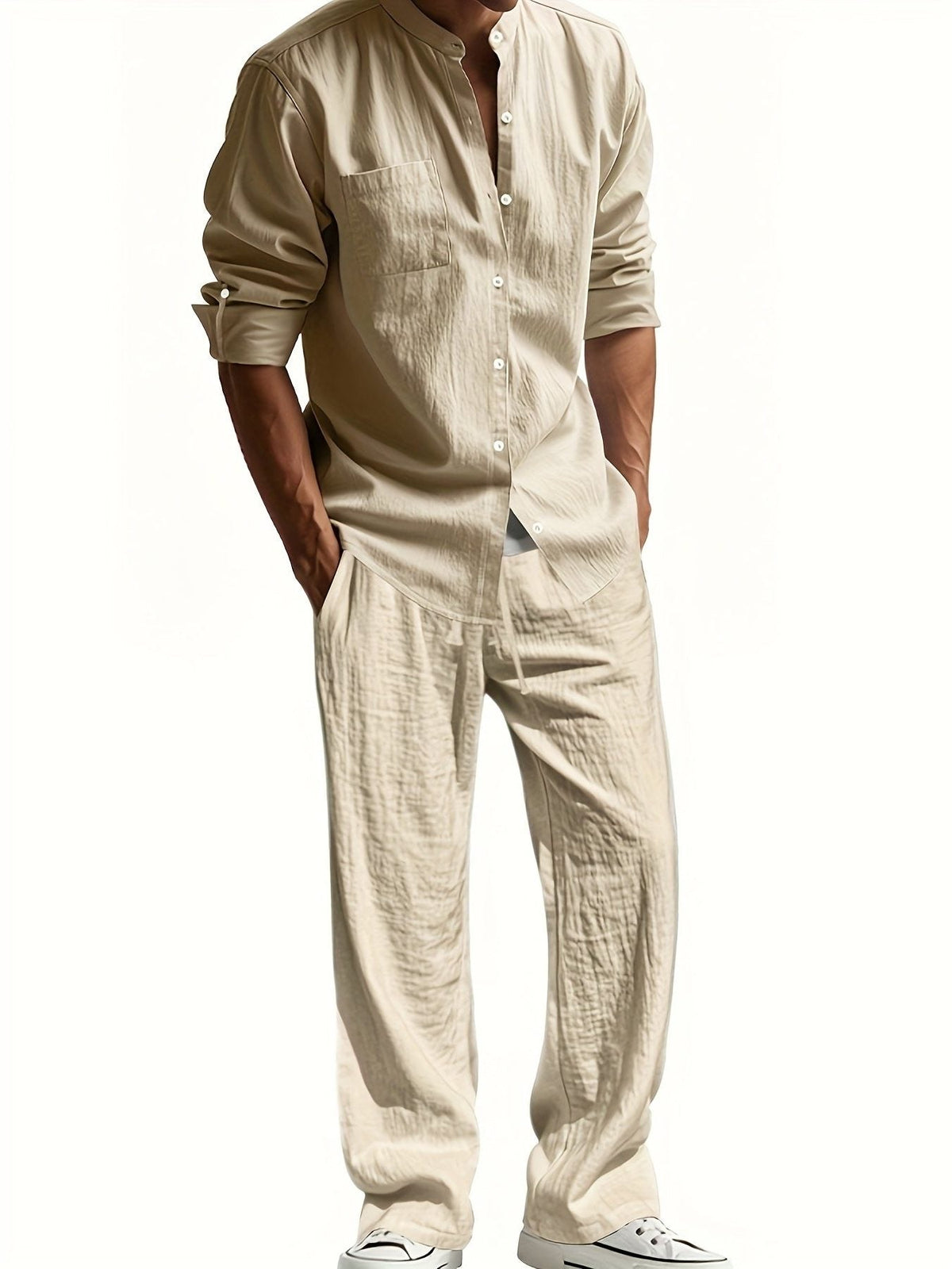 Linen Button-Down Set for Men