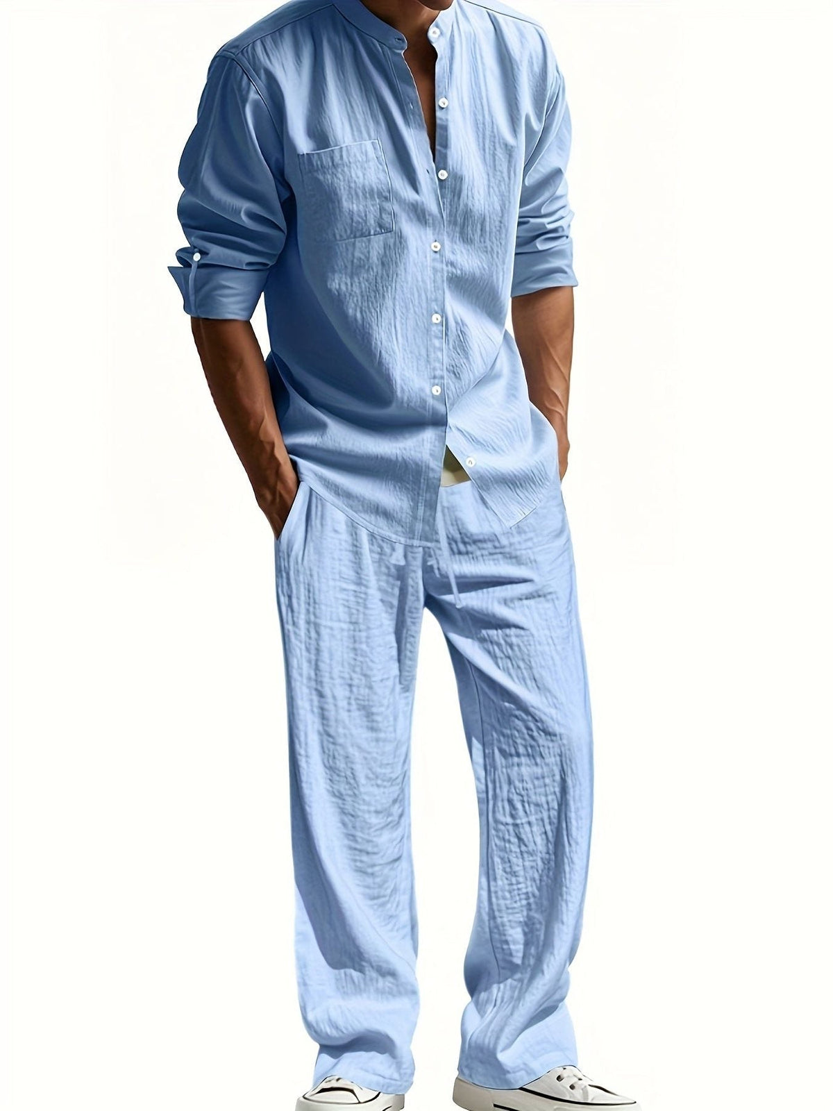 Linen Button-Down Set for Men