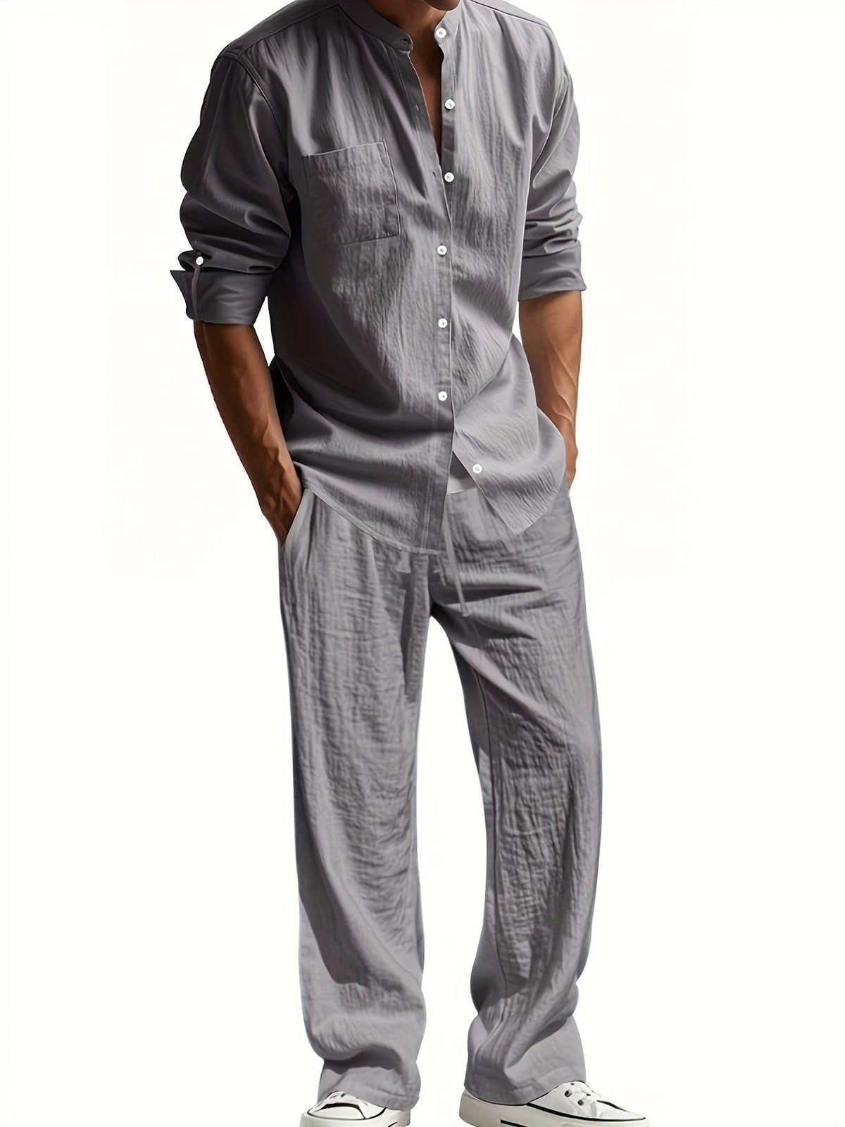 Linen Button-Down Set for Men