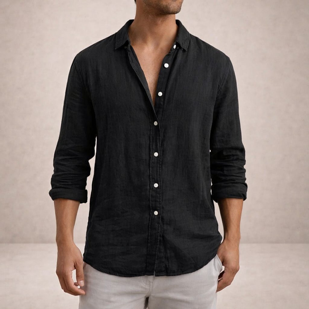 Linen Button-Down Shirt for Men