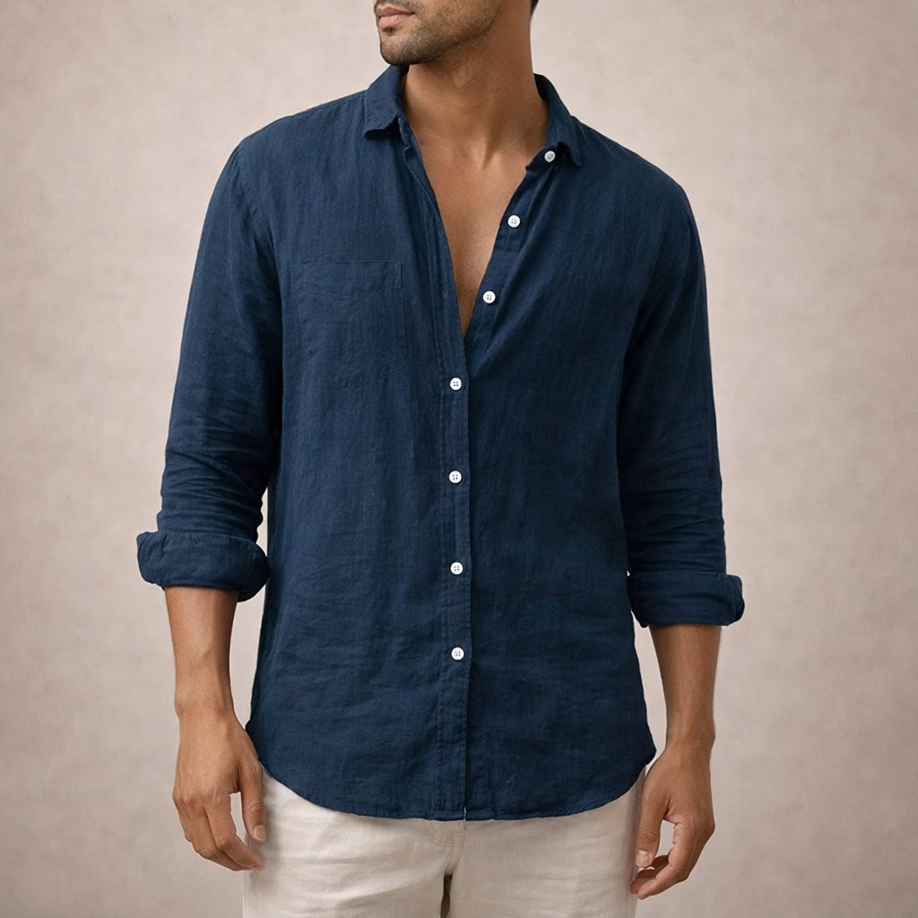 Linen Button-Down Shirt for Men