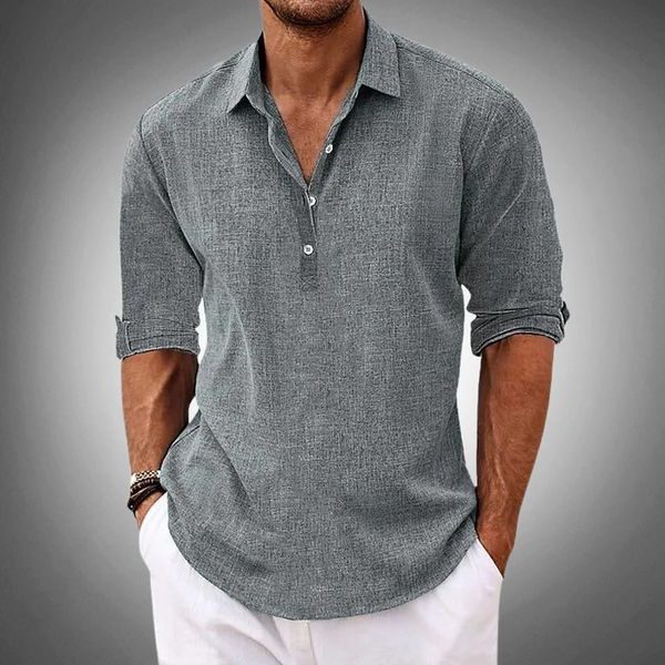 Linen Button-Up Shirt for Men