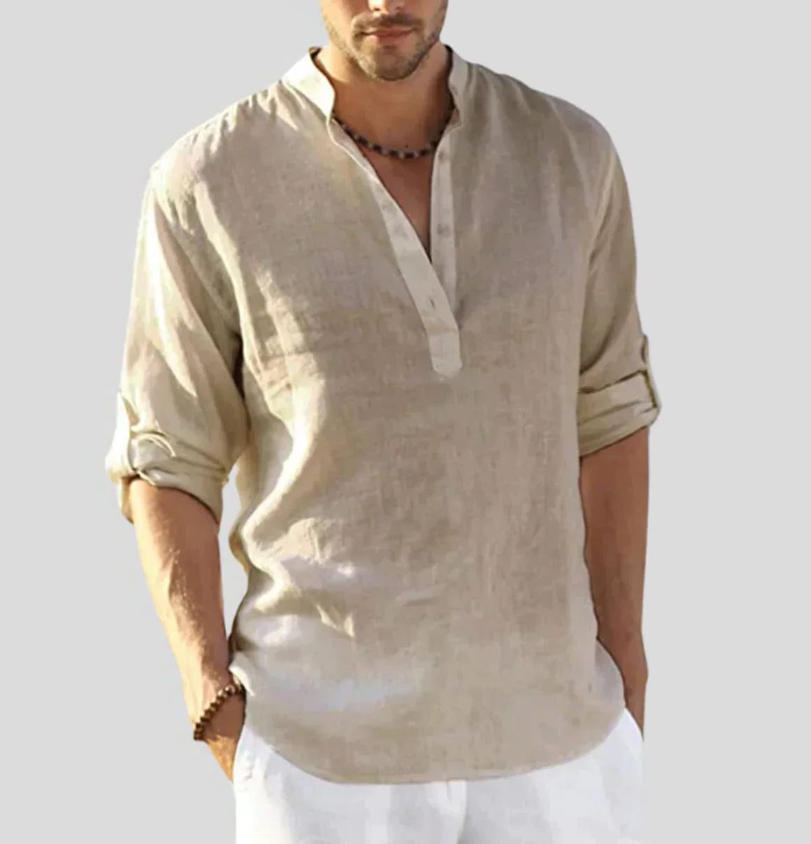 Linen Henley Shirt for Men