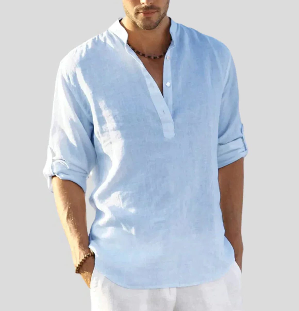 Linen Henley Shirt for Men