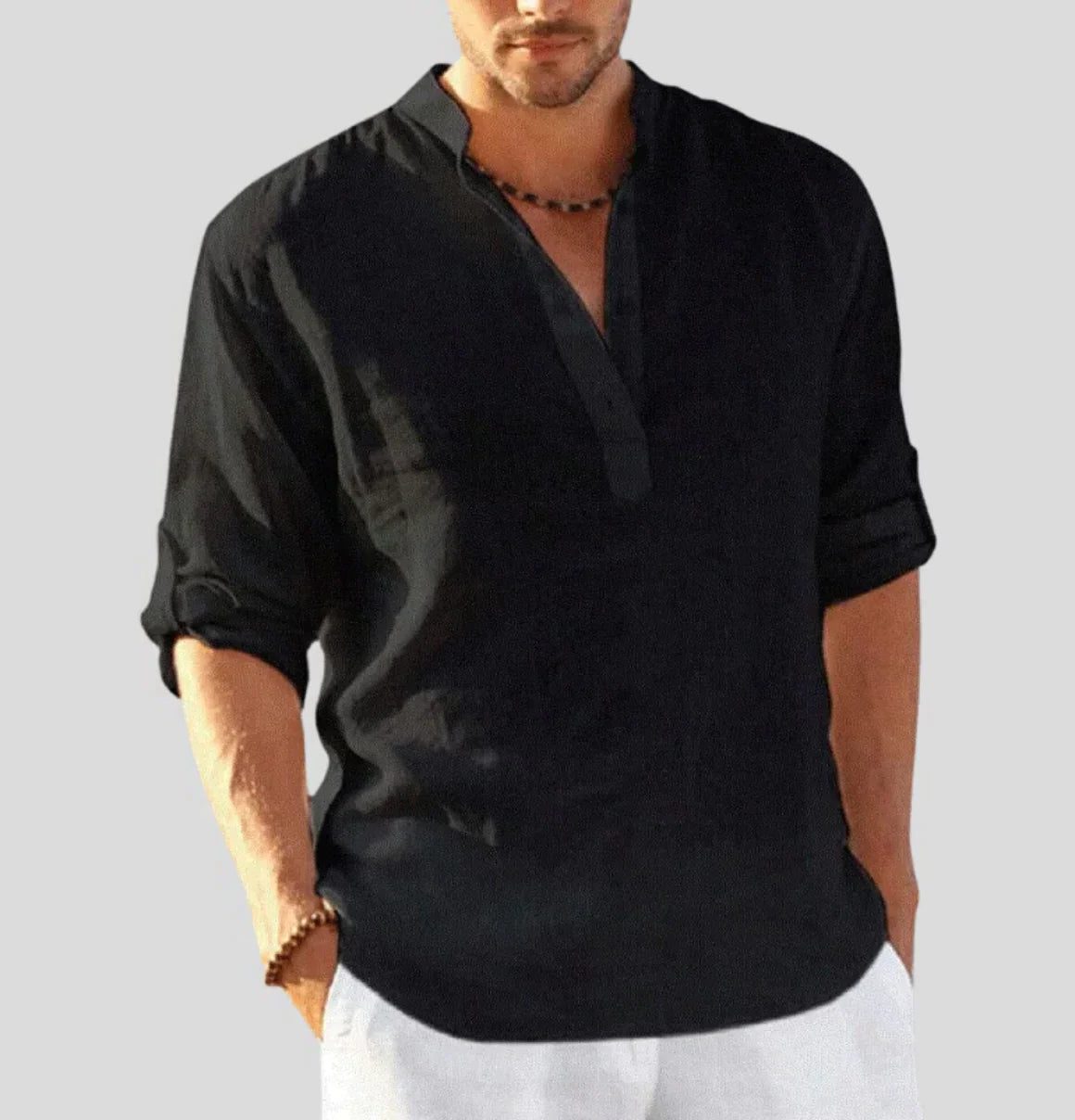 Linen Henley Shirt for Men