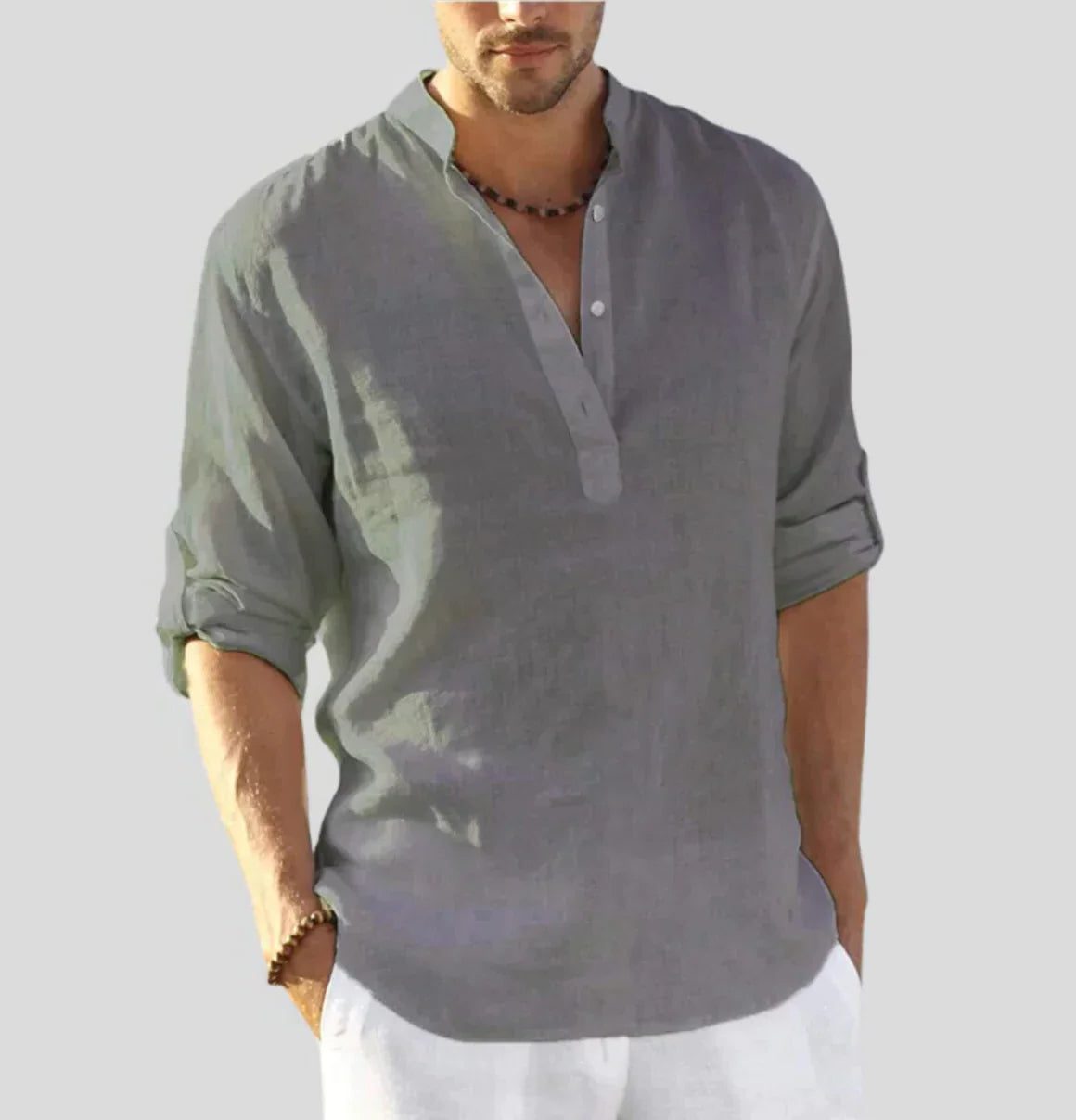 Linen Henley Shirt for Men