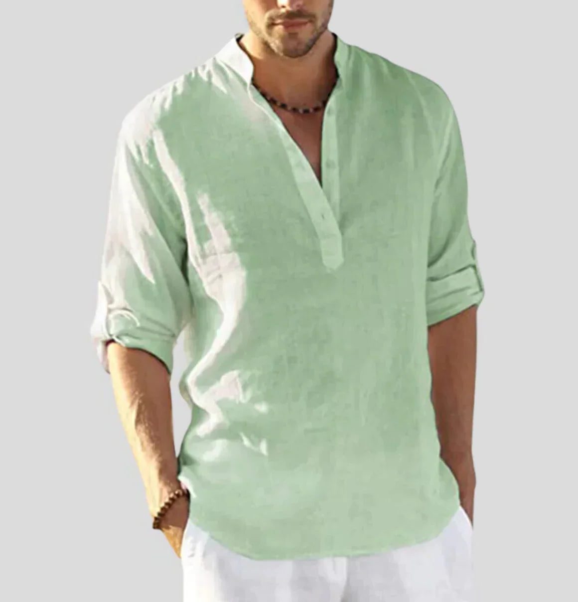 Linen Henley Shirt for Men