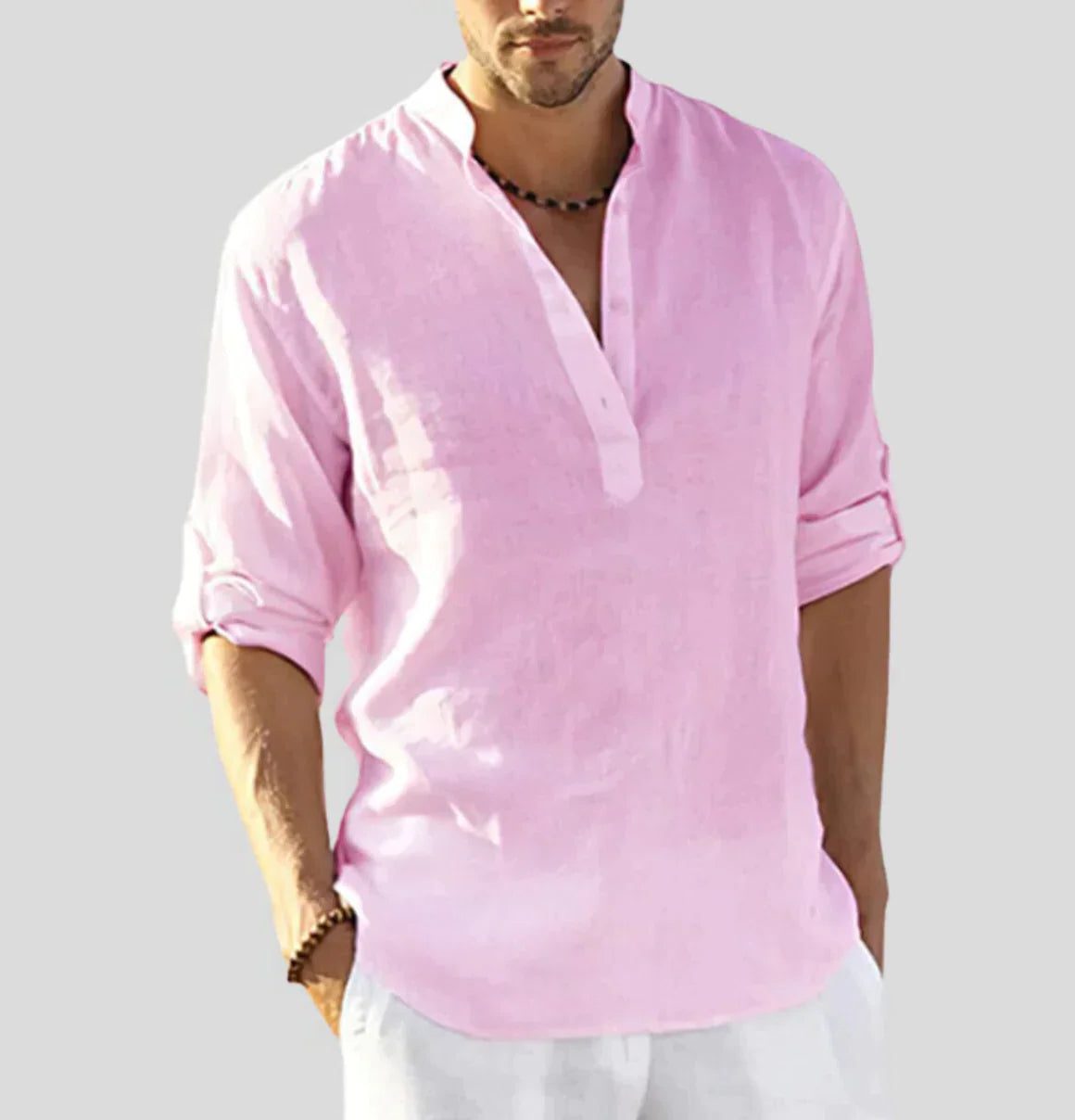 Linen Henley Shirt for Men