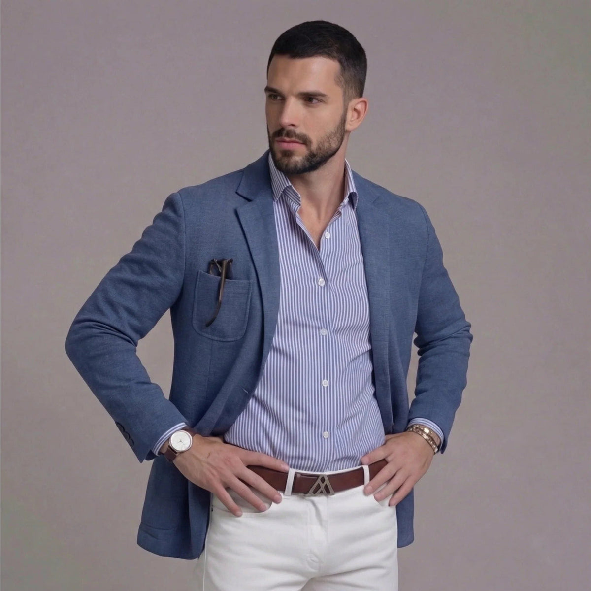 Linen Notch Lapel Blazer for Men