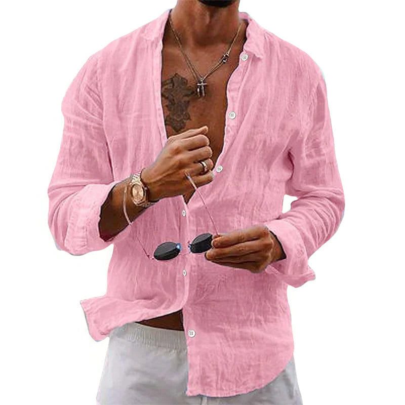 Linen Oversized Button-Down Shirt for Men
