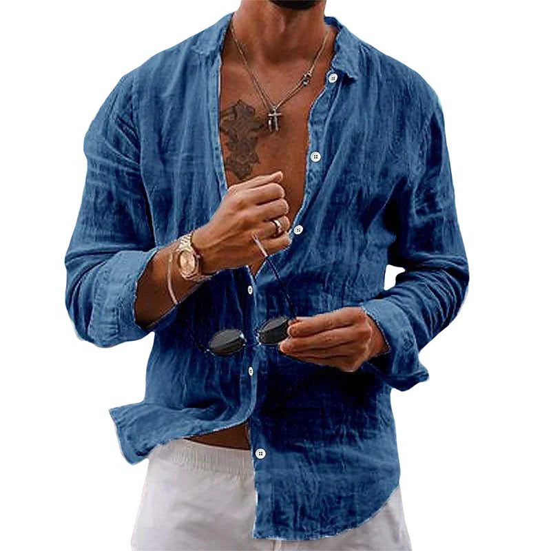 Linen Oversized Button-Down Shirt for Men