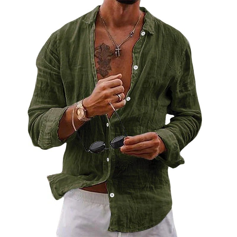 Linen Oversized Button-Down Shirt for Men
