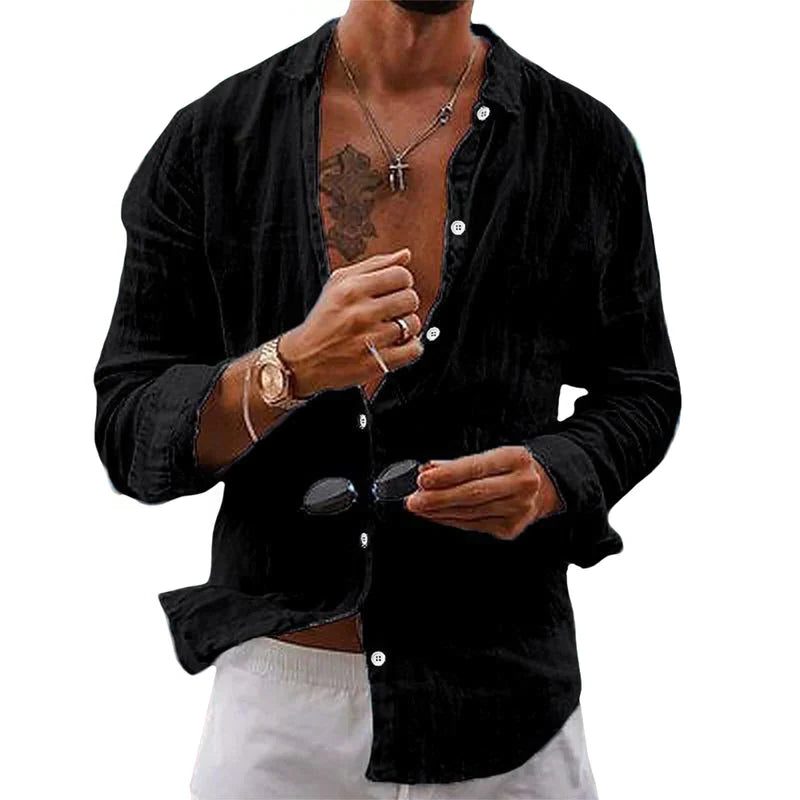 Linen Oversized Button-Down Shirt for Men
