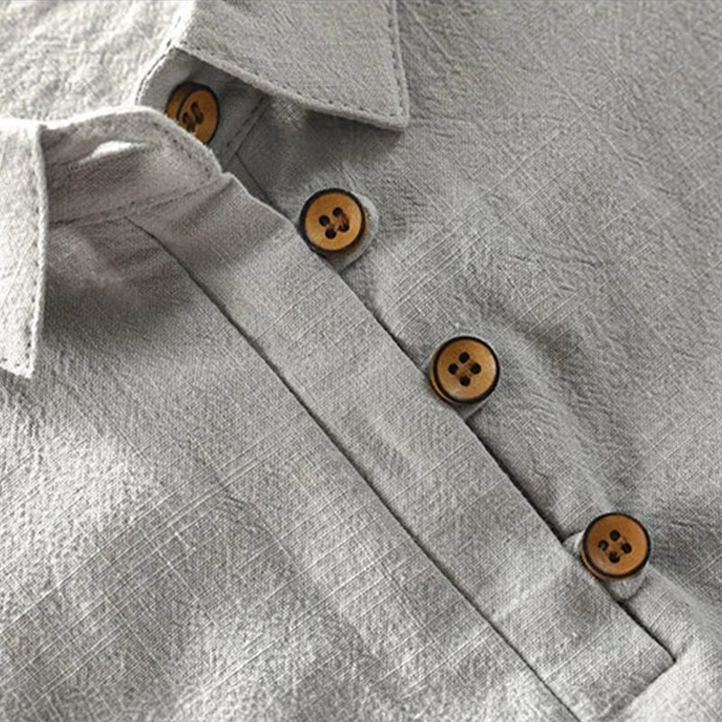 Linen Short Sleeve Polo Shirt for Men
