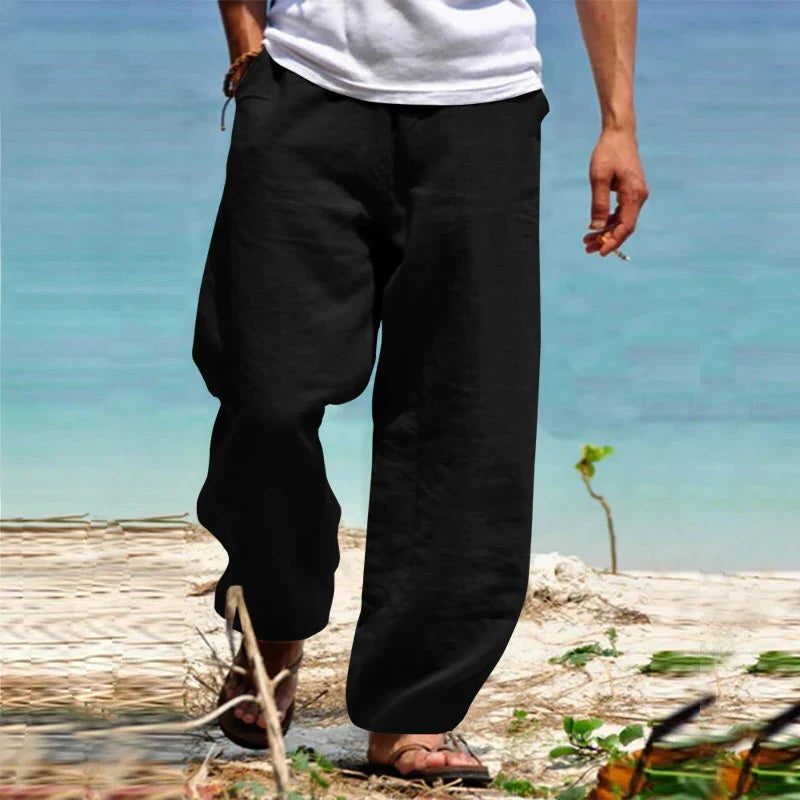 Linen Straight Leg Trousers for Men