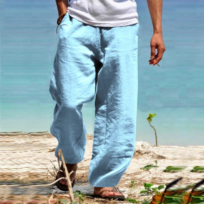 Linen Straight Leg Trousers for Men