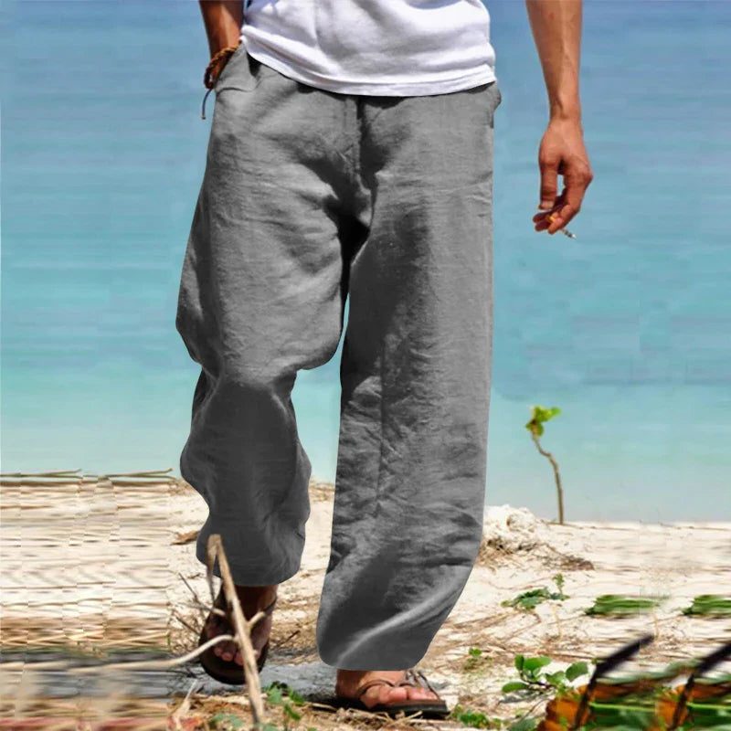 Linen Straight Leg Trousers for Men