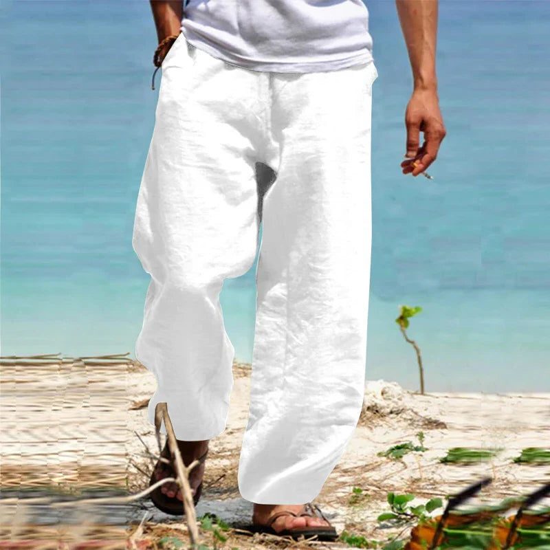 Linen Straight Leg Trousers for Men