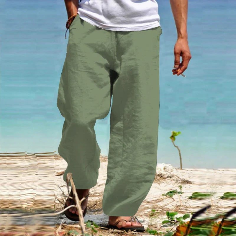 Linen Straight Leg Trousers for Men