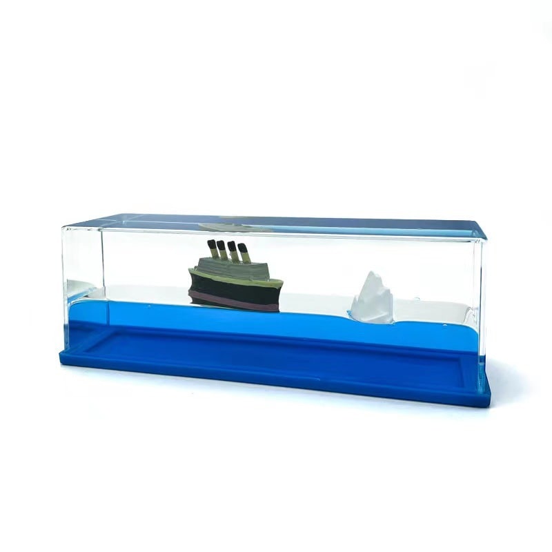 Unsinkable Ship Fluid Drift Bottle with LED Light Base
