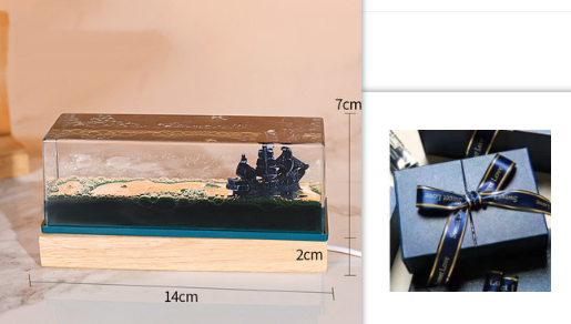 Unsinkable Ship Fluid Drift Bottle with LED Light Base