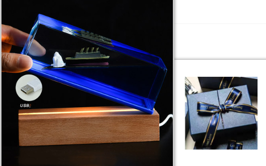 Unsinkable Ship Fluid Drift Bottle with LED Light Base