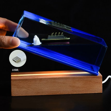 Unsinkable Ship Fluid Drift Bottle with LED Light Base