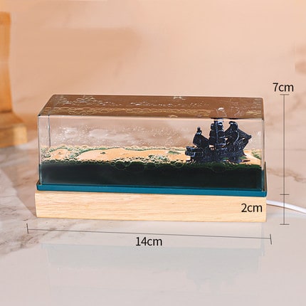 Unsinkable Ship Fluid Drift Bottle with LED Light Base