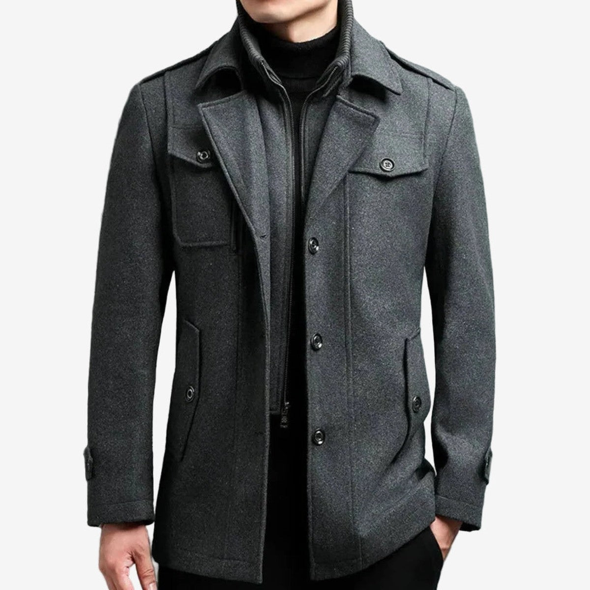 Men's Wool Blend Peacoat | Double Breasted Winter Coat