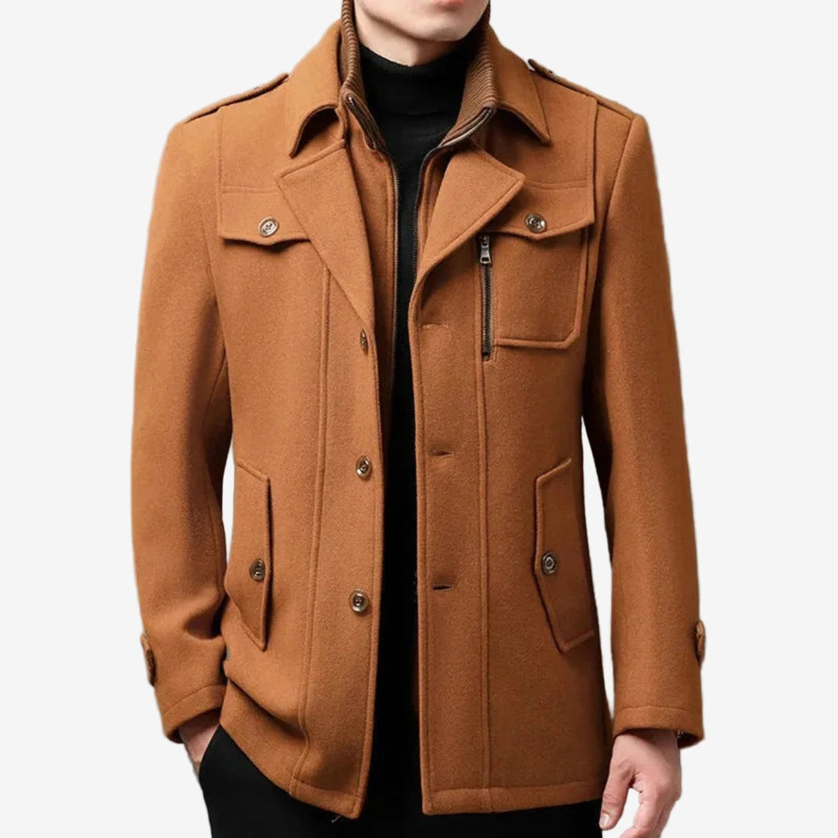 Men's Wool Blend Peacoat | Double Breasted Winter Coat