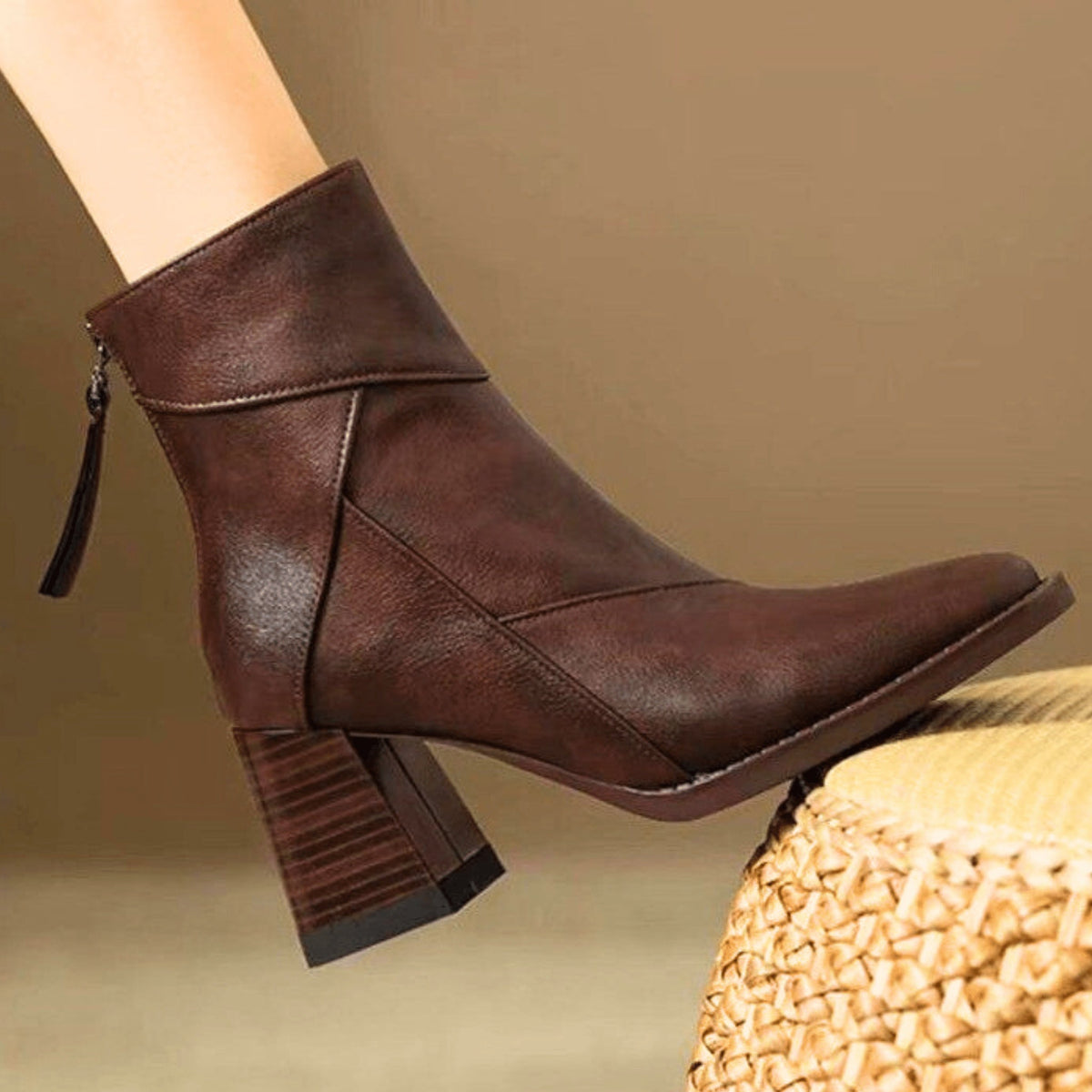 Alyssa | Women's Block Heel Ankle Boots Side Zipper