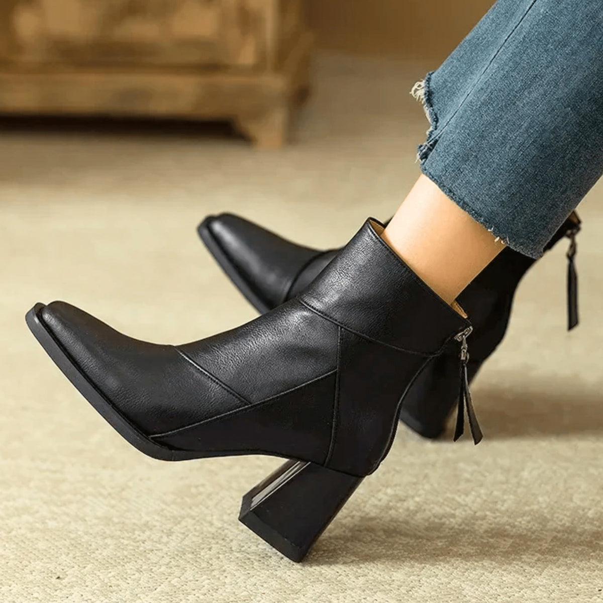 Alyssa | Women's Block Heel Ankle Boots Side Zipper