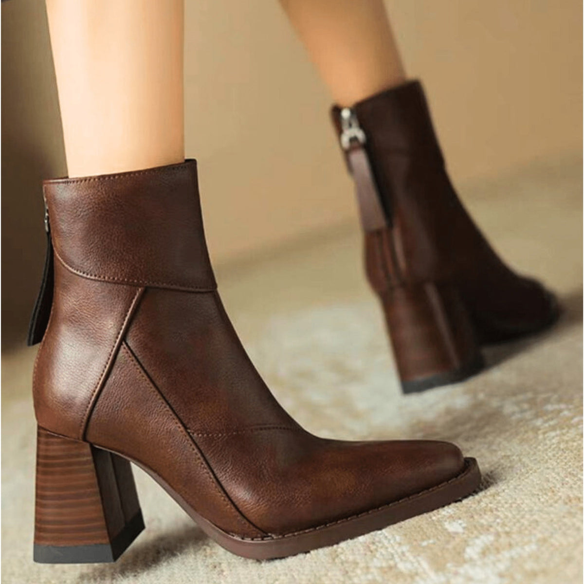 Alyssa | Women's Block Heel Ankle Boots Side Zipper