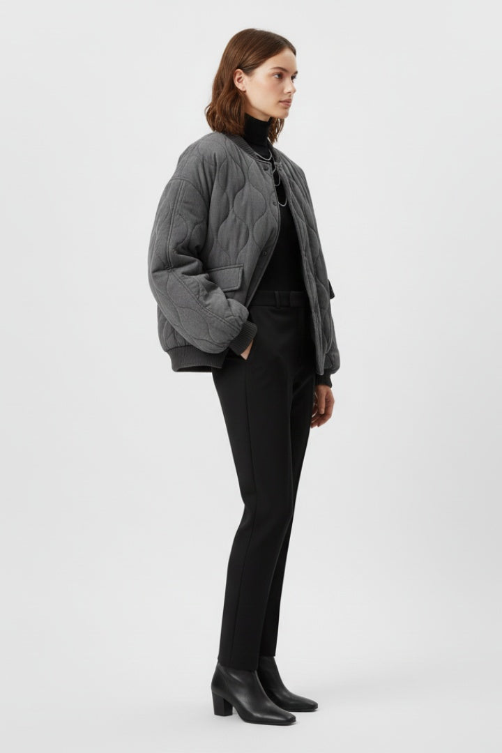 Nicole | Women's Oversized Quilted Bomber Jacket Snap Button