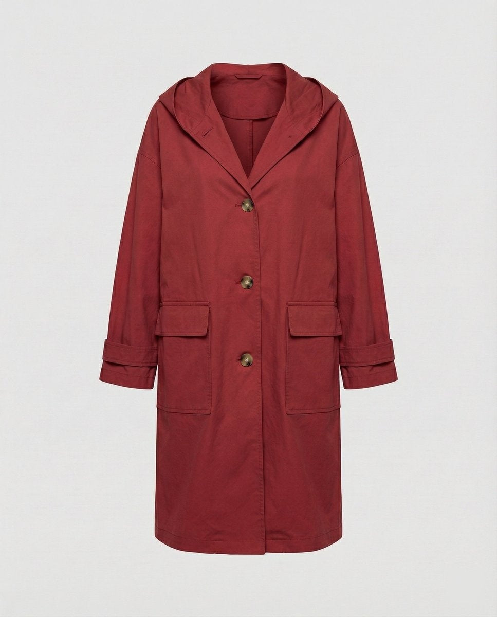 Luna | Women's Long Waterproof Trench Coat Hooded Button Up
