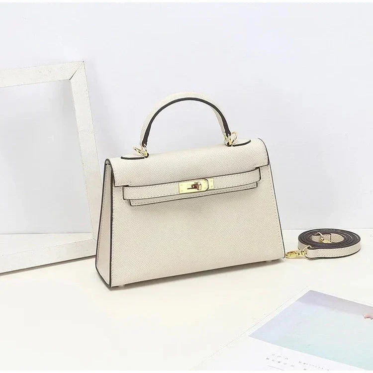 Fiorenza Top Handle Flap Vegan Leather Handbag - Compact Crossbody with Detachable Strap