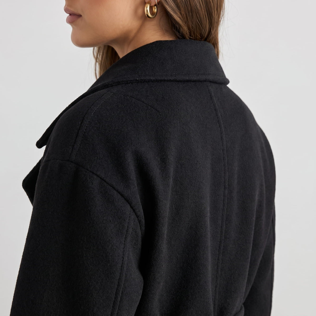 Long Belted Wrap Coat – Notched Lapel, Side Pockets & Back Vent | Anouk
