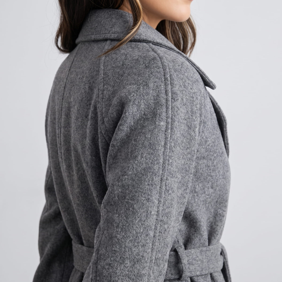 Long Belted Wrap Coat – Notched Lapel, Side Pockets & Back Vent | Anouk