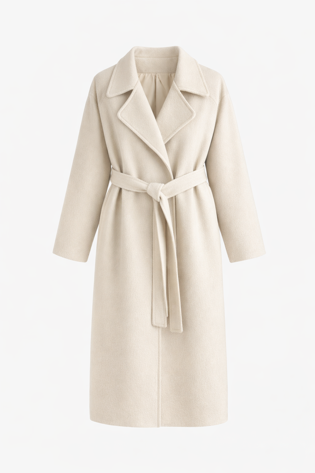 Long Belted Wrap Coat – Notched Lapel, Side Pockets & Back Vent | Anouk