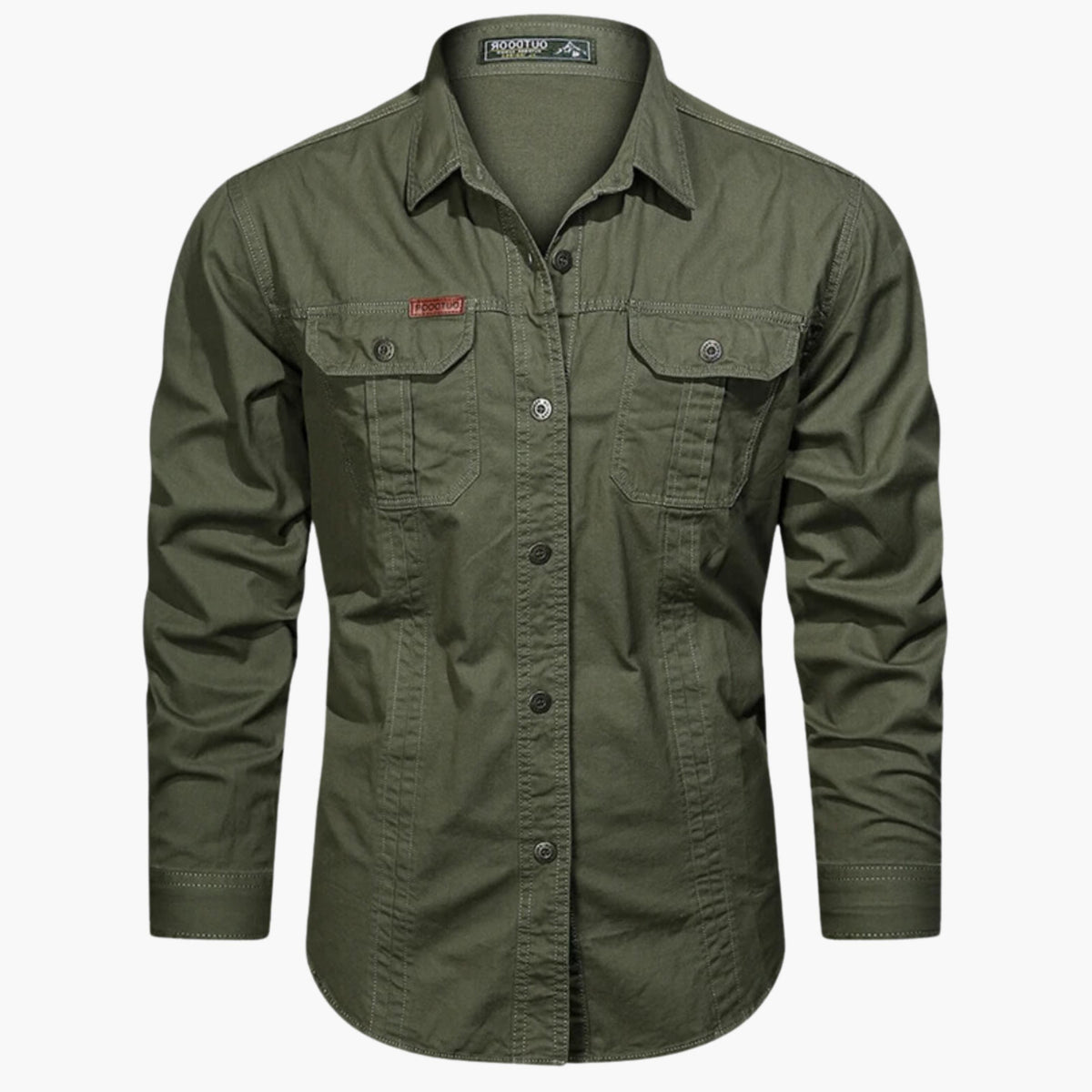 Long Sleeve Button-Down Shirt with Chest Pockets for Men