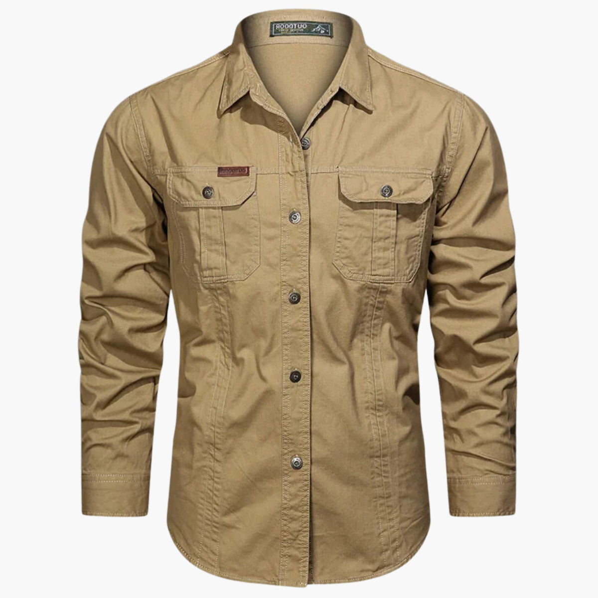 Long Sleeve Button-Down Shirt with Chest Pockets for Men