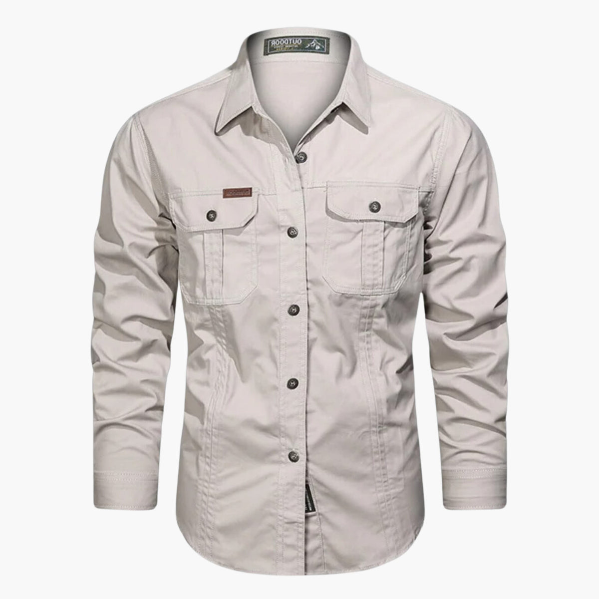Long Sleeve Button-Down Shirt with Chest Pockets for Men