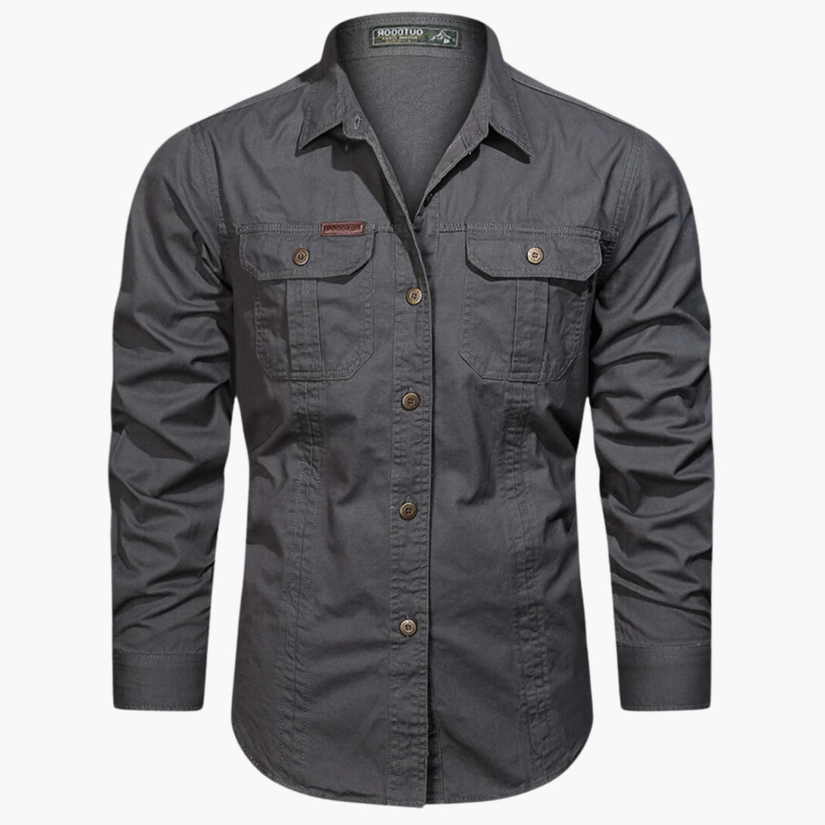 Long Sleeve Button-Down Shirt with Chest Pockets for Men