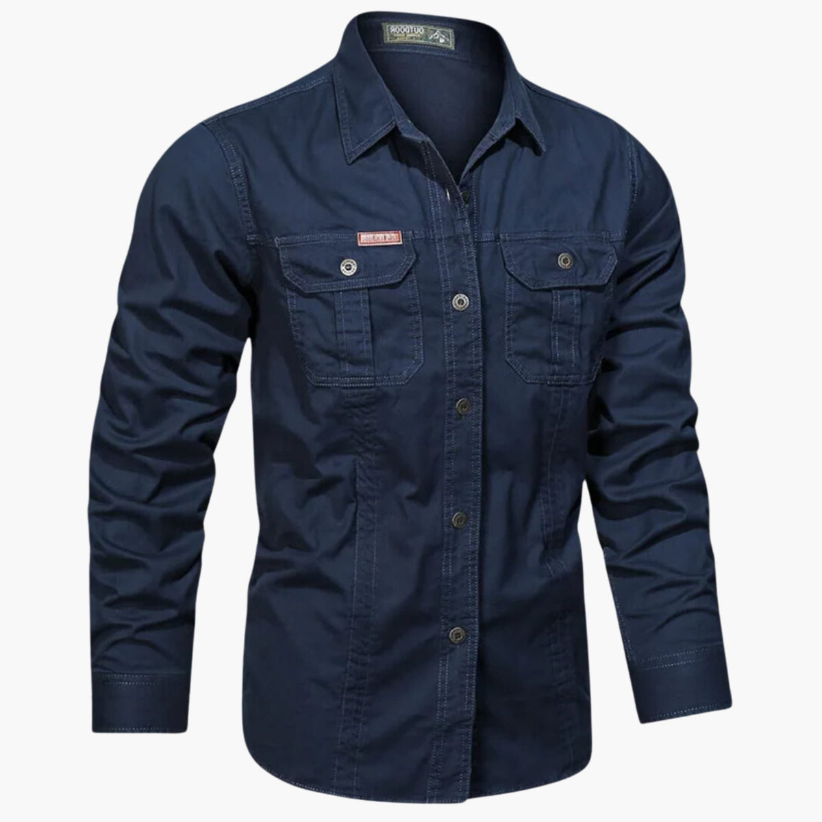 Long Sleeve Button-Down Shirt with Chest Pockets for Men