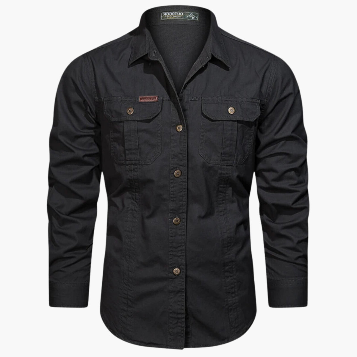 Long Sleeve Button-Down Shirt with Chest Pockets for Men