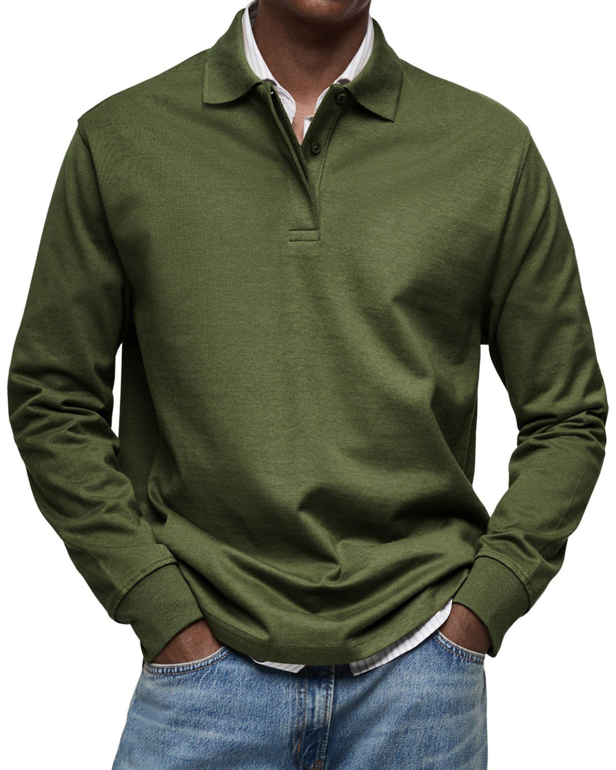 Long Sleeve Collared Polo Shirt for Men